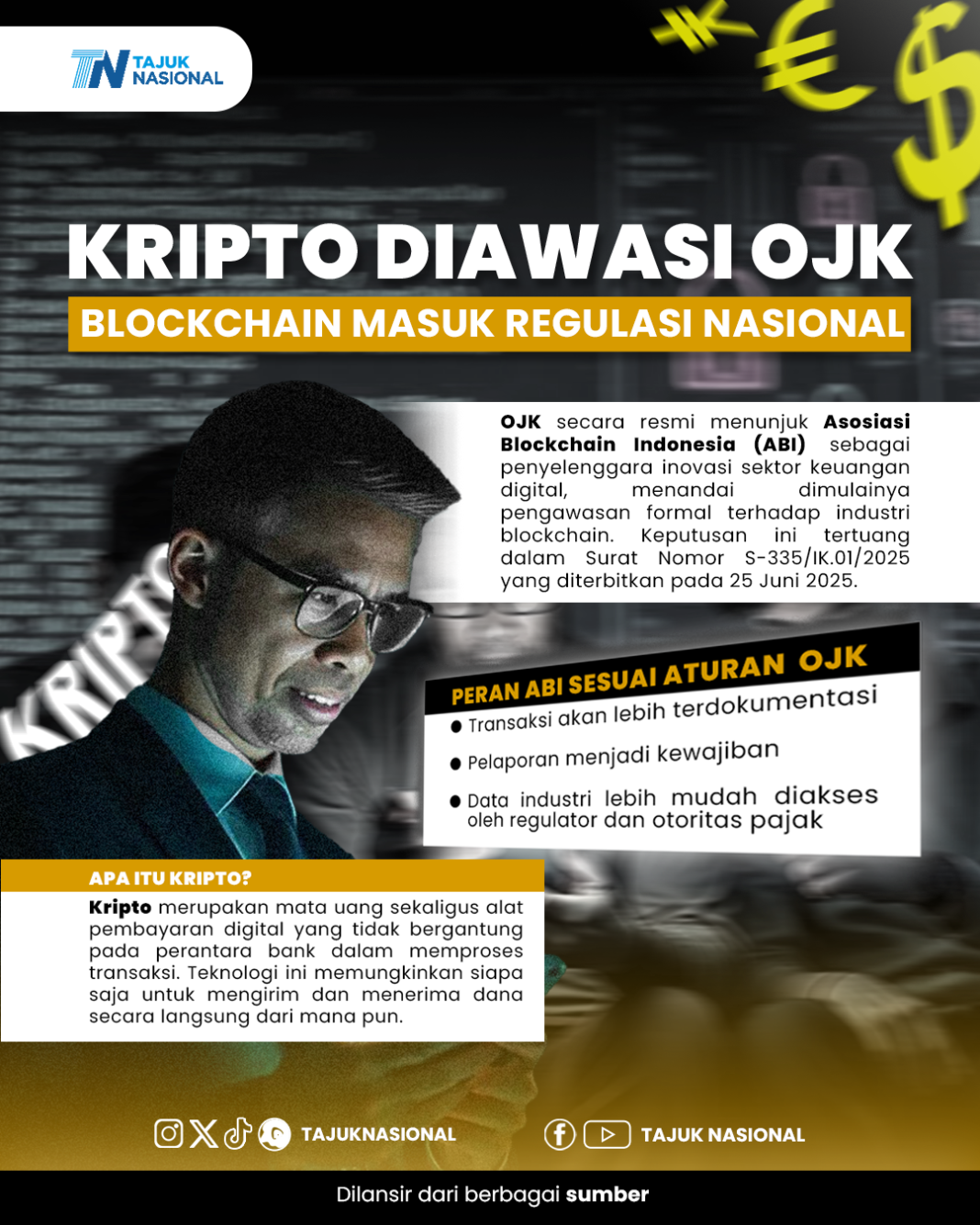 Resmi! Kripto Diawasi OJK Mulai 2025, Blockchain Masuk Regulasi Nasional