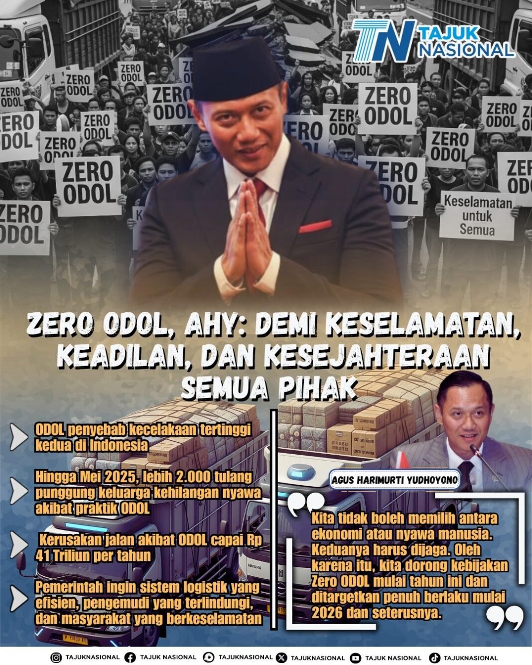 Infografis Zero ODOL AHY demi keselamatan dan keadilan transportasi Indonesia